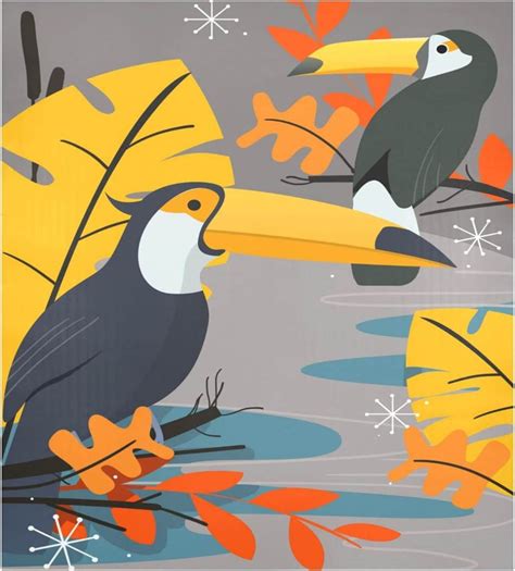 Coolnut Toucan Bird Tropical Palm Dishwasher Magnet Sticker