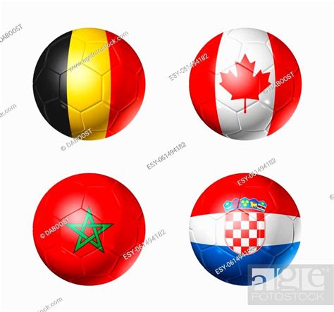 Soccer Balls With Group F Teams Flags Football Competition Qatar 2022