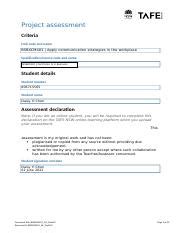 Bsbxcm Ae Pro Of Docx Project Assessment Criteria Unit Code And