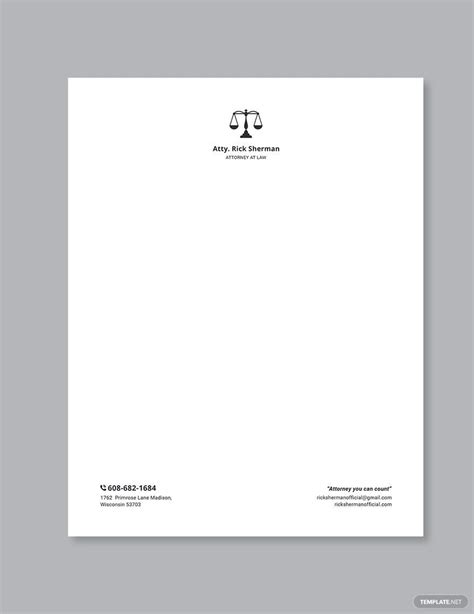 Free Advocate Letterhead Templates Editable And Printable