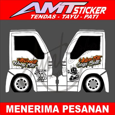 Jual Stiker Decal Cutting Pintu Samping Truk Elf Macan Stiker Pintu