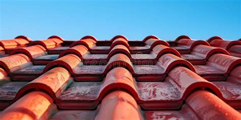 A red roof made of tiles stock photo. Image of house - 324437318