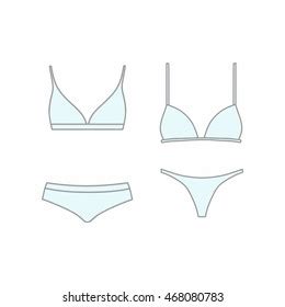 Fashionable Technical Drawing Lingerie Set Fashion Stock Vector