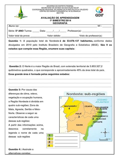 Atividades Sobre A Regi O Nordeste Atividades Pedag Gicas