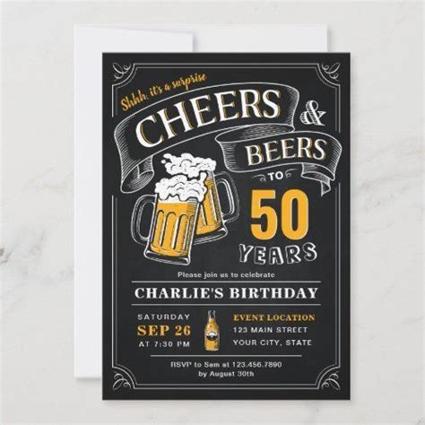 Any Age Cheers And Beers Surprise Birthday Invitation Zazzle