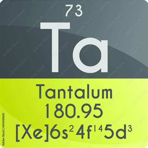 Ta Tantalum Transition metal Chemical Element Periodic Table. Square vector illustration ...