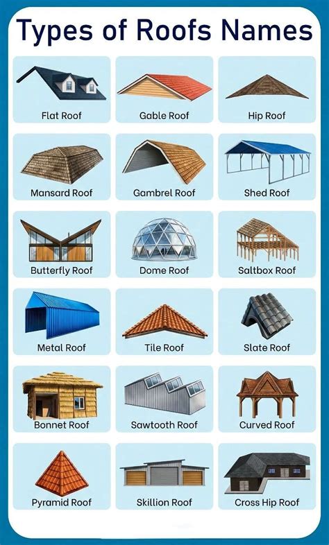 bushcraft  educational infographic titled types  roofs names
