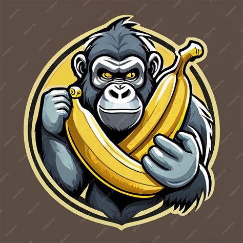 Premium Vector Gorilla Holding Bananas Mascot Logo