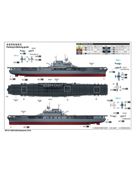 Trumpeter 1200 Scale Model Kit Uss Enterprise Cv 6