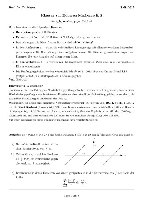 Sep2012 Altklausur Prof Dr Ch Hesse 3 09 2012 Klausur Zur H