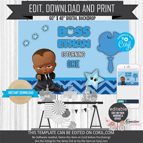 Boss Baby Backdropbanner Boy Digital Printableboss Baby Etsy