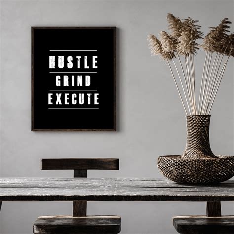 Hustle Grind Execute Poster Office Motivational Framed Art India