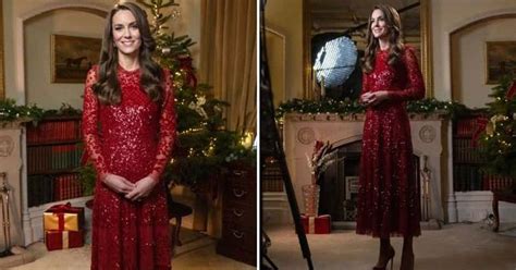 Kate Middleton Stuns In 562 Scarlet Sequin Gown With Sheer Sleeves