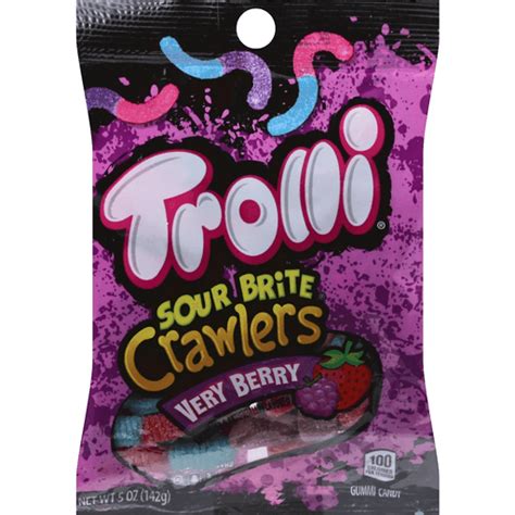 Trolli Sour Brite Crawlers Very Berry Gummi Candy 5 Oz Bag Dulces Empacados Selectos