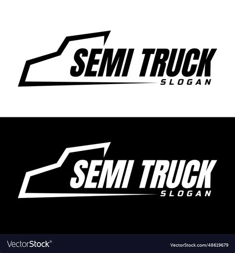 Semi Truck Line Logo Design Concept Royalty Free Vector