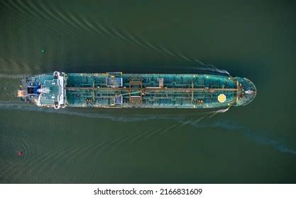 Tankship Industrial Gas Carrier Seen Drone Stock Photo