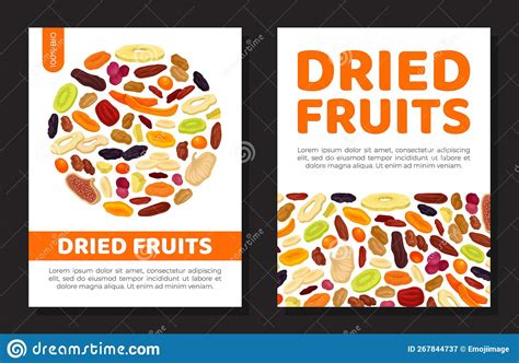 Dried Fruits Banner Design With Healthy Sweet Snack Vector Template