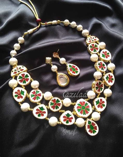 Statement Designer Bib Pearl Kundan Necklace Set At ₹5950 Azilaa