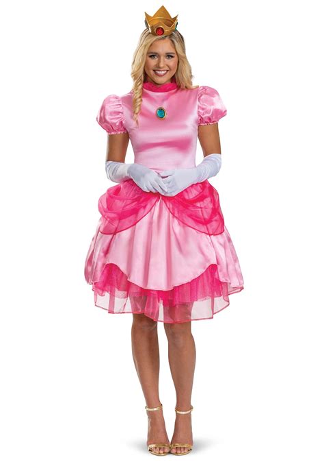 Womens Deluxe Super Mario Bros Pretty Princess Peach Costume Nintendo Costumes