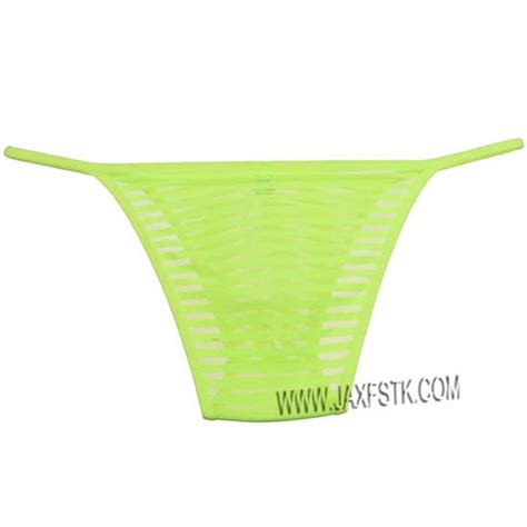 New Men S Solid Bikini Border Mesh Striped Briefs Spun Yarn Bikini