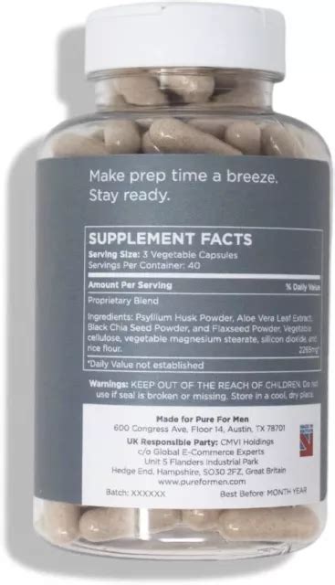 Pure For Men Original Vegan Cleanliness Stay Ready Fibre Supplement