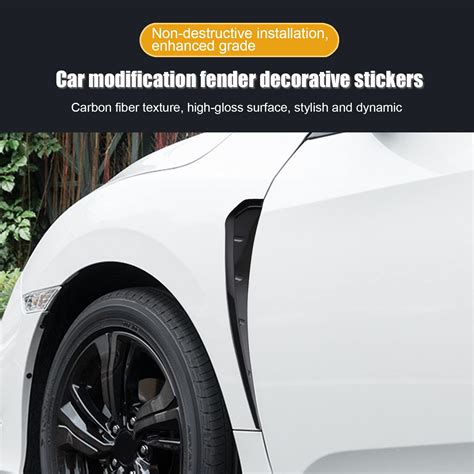 Snapklik Miytsya Pcs Car Fender Side Vents Abs Carbon Fiber