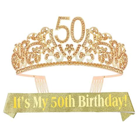 50th Birthday Sash And Tiara For Women Fabulous Glitter Sash