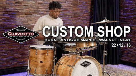 Craviotto Custom Shop Burnt Antique Maple Drum Set With Walnut Inlay