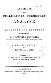 Anleitung Zur Qualitativen Chemischen Analyse F R Anf Nger Und