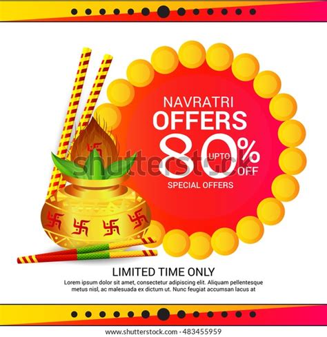 Vector Illustration Happy Navratri Festival Offer Stock Vector (Royalty Free) 483455959