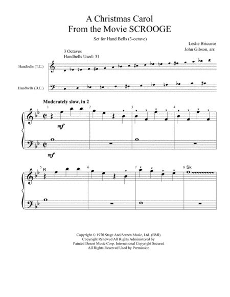 A Christmas Carol Sheet Music Leslie Bricusse Handbells