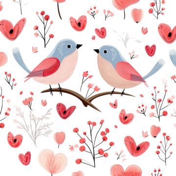 Cute Valentines Pattern With Romantic Birds Valentines Day Pattern