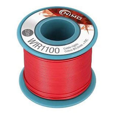 Cable rígido AWG24 hilo de 0 5mm 5mts Rojo