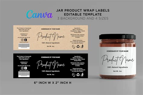 Printable Jar Wrap Around Labels Mason Jar Labels Container Etsy