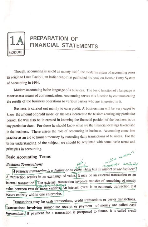 Preparation Of Financial Statements Chapter 1 Financial Accounting