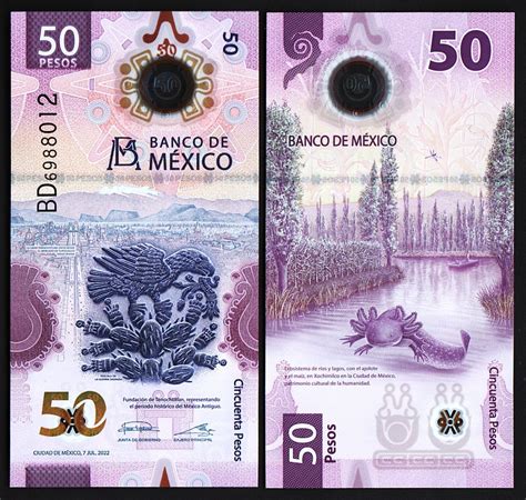 Mexico Pesos Unc Polymer P New Date New Signature