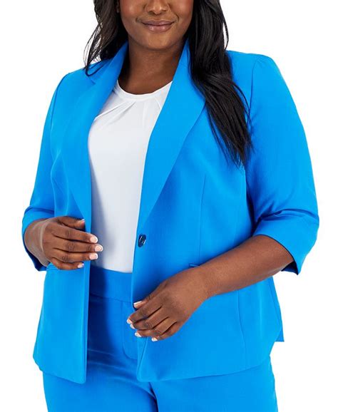 Kasper Plus Size 3 4 Sleeve One Button Blazer Macys