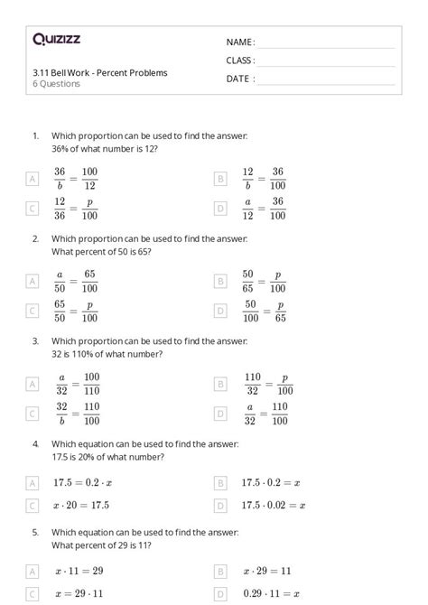 50 Percent Problems Worksheets For Grade 8 On Quizizz Free And Printable