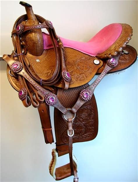 16dark Oil Hot Pink Bling Western Show Horse Barrel Saddle Showman 3pc