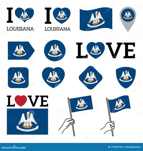 Flag Of Louisiana Set Of Vector Flags Stock Vector Illustration Of