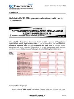 Modello Redditi SC 2021 Prospetto Del Capitale E Delle Modello