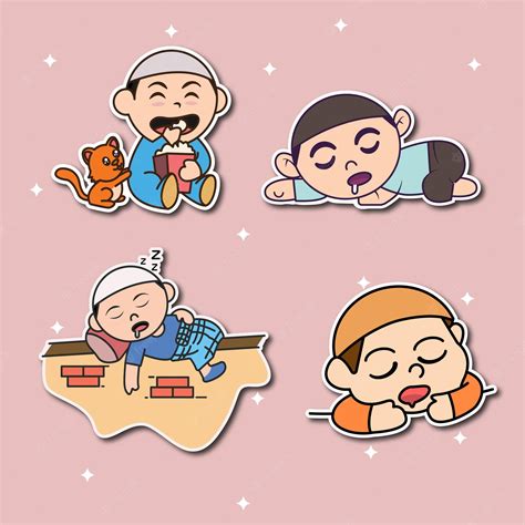 Premium Vector | Cute human stickers collection illustration