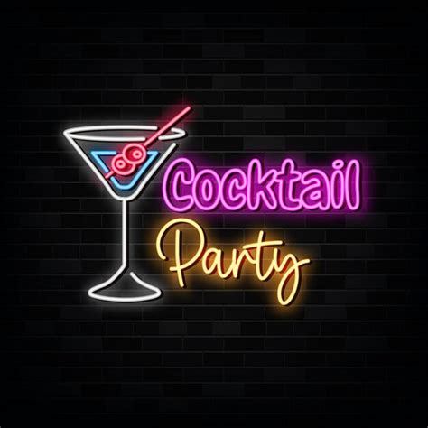 Premium Vector Cocktail Party Neon Signs Vector Design Template Neon