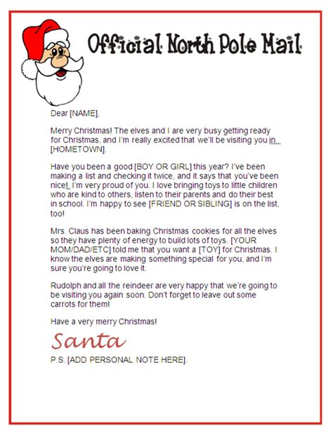 Free Printable Letter From Santa North Pole Printable Templates Your Go To Resource For Every