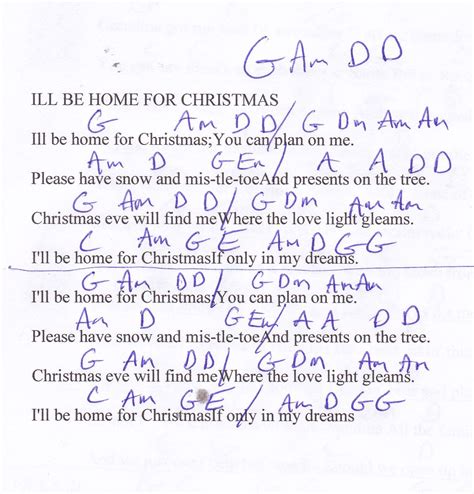 I Ll Be Home For Christmas Christmas Guitar Chord Chart In G