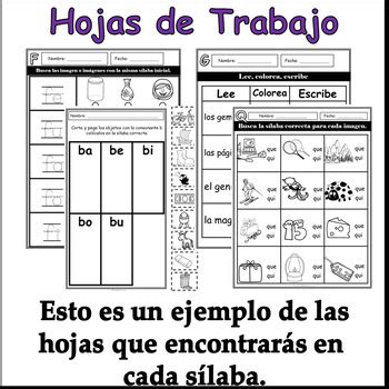 Paquete Sílabas que qui f b g fuerte y g suave Incluye un bingo