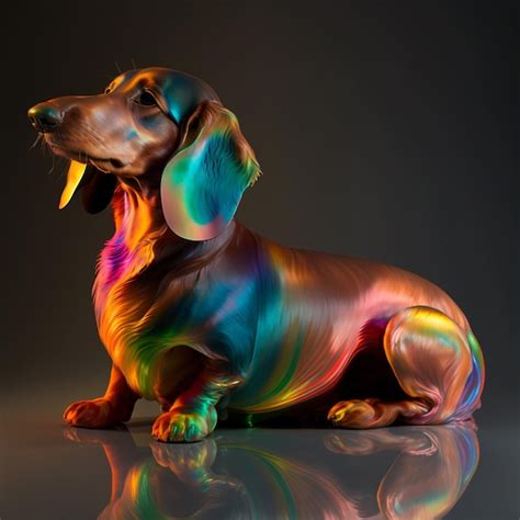 Premium AI Image A Colorful Dachshund With The Head Turned To The Side