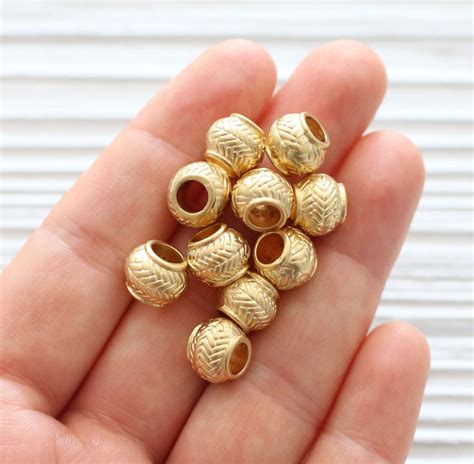 10pc Matte Gold Rondelle Beads Large Gold Metal Beads Heishi Etsy