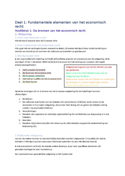 Samenvatting Ondernemingsrecht Deel 1 Fundamentele Elementen Van Het