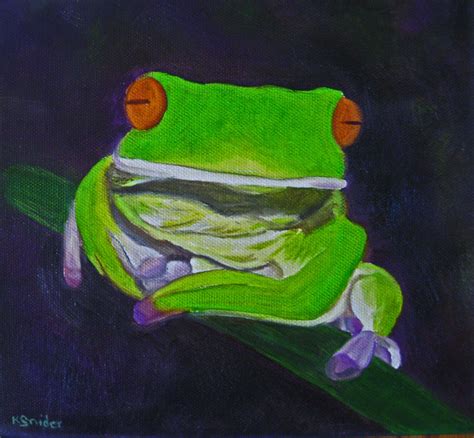 Frog Painting Frog Oil Painting Green Frog Art Frog on Canvas